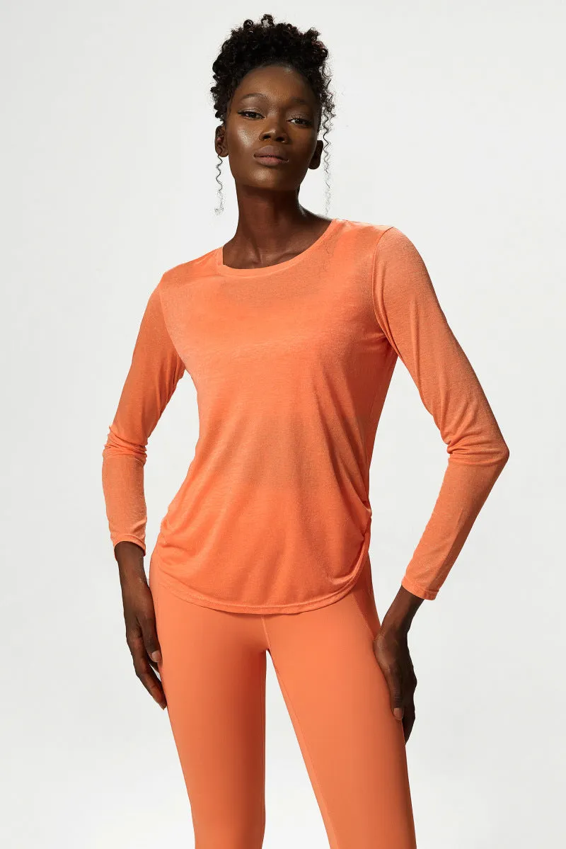 Yoga Clothing Top Loose Long Sleeved Sports Top Women Quick Drying Fitness T shirt Sports Blouse